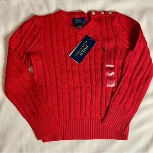NWT Polo Ralph Lauren Vibrant Red Crewneck Sweater Size 6